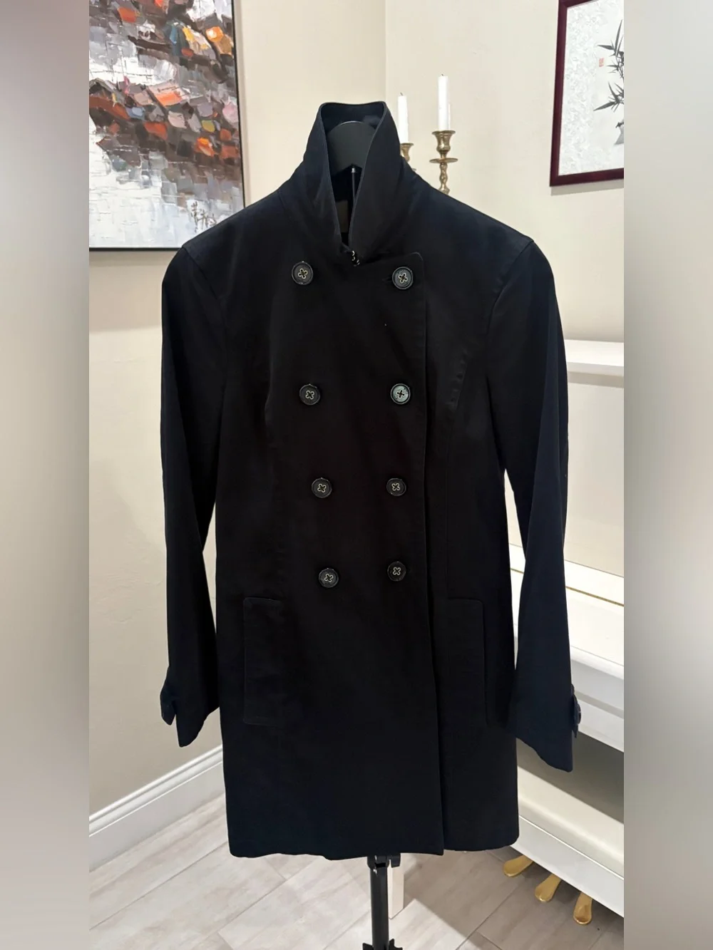 Coach black double-breasted trench coat